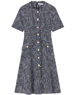 LK Bennett Suzie & & Cream Blend Tweed Button Through Dress - Blue
