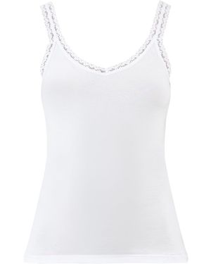 Stripe & Stare Lace Cami Top - White