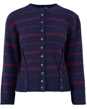 Damson Madder Franny Merino Cardigan – Stripe - Blue