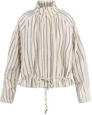 Free People Devon Balloon Stripe Jacket Cream - White