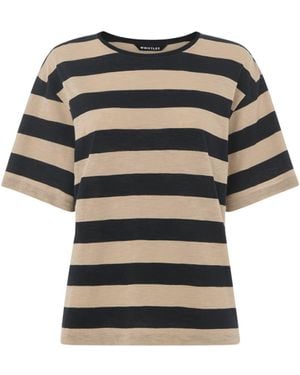 Whistles Wide Stripe Tee, Cotton - Black