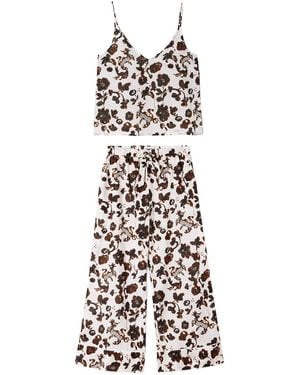 Desmond & Dempsey Bunny Cami And Wide Leg Pyjama Set Multi - White