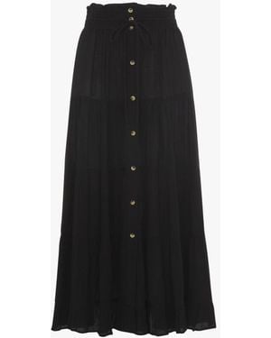 Whistles Button Front Crinkle Skirt - Black