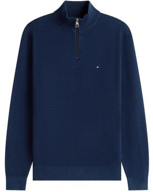Tommy Hilfiger Half-Zip Knit Jumper - Blue