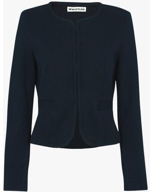 Whistles Women's Collarless Jersey Jacket - Blue