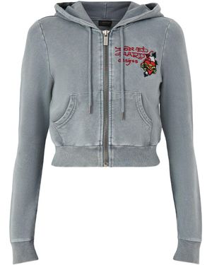 Ed Hardy Flaming Tiger Cropped Zip Thru - Blue