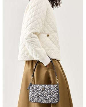 Tommy Hilfiger Th Jacquard Shoulder Pouch Bag - Natural