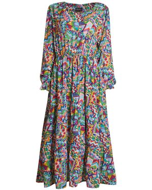 James Lakeland Printed V-Neck Tiered Midi Dress - Multicolour