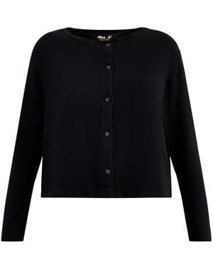 Mama B. Button Through Cardigan With Taffeta Trim - Black