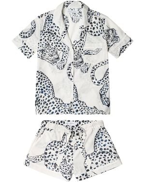 Desmond & Dempsey Jag Short Sleeve Pyjama Set - White
