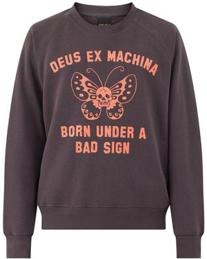 DEUS Recycled Cotton Blend Bad Sign Crew Neck Sweatshirt - Grey