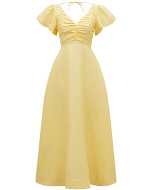 Forever New June Ruched Midi Dress - Yellow