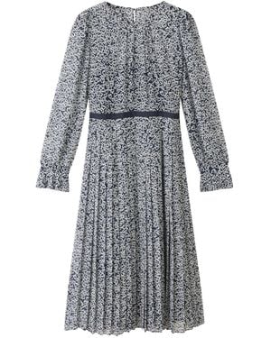 LK Bennett Estelle And Cream Heart Print Pleated Dress - Grey