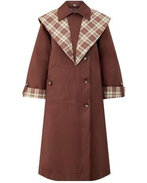 Damson Madder Jerry Reversible Organic Longline Trench Coat - Brown