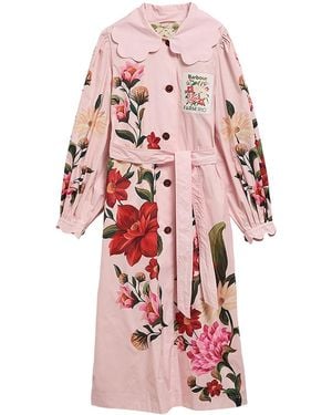 Barbour X Farm Rio Bromelia Showerproof Trench Coat - Pink