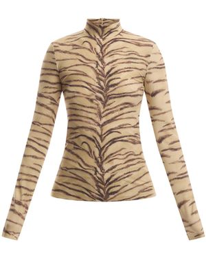 Stella McCartney Women's Tiger Fluid Jersey Turtleneck - Natural