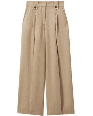 Reiss Leila Linen Front Pleat Trousers - Natural