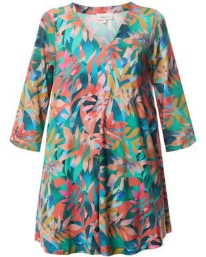 Sahara Tropical Leaves Jersey Tunic - White