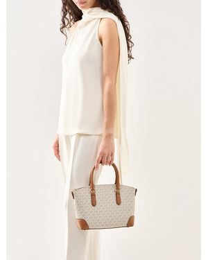 Michael Kors Murphy Signature Medium Dome Satchel Cream Bag - Natural