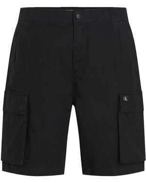 Calvin Klein Straight Twill Cargo Shorts - Black