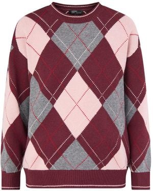 Nobody's Child Oversized Argyle Jumper, Wool Blend - Pink