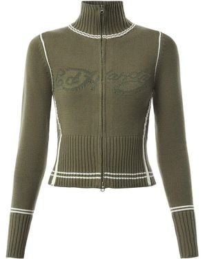 Ed Hardy Life Before Knitted Zip Thru Jacket - Green