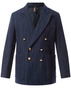 Drake's Men's Mkiii Pin Stripe Games Blazer - Blue