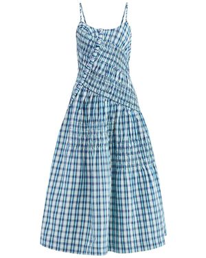 Damson Madder Lyra Tomboy Check Midi Dress - Blue