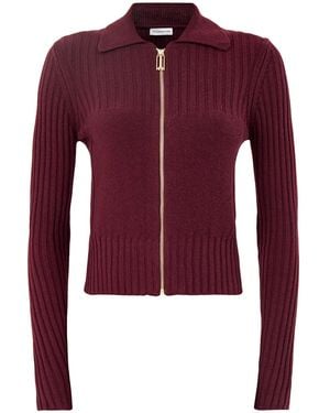 Victoria Beckham Full Zip Sweatshirt Burgundy - Red