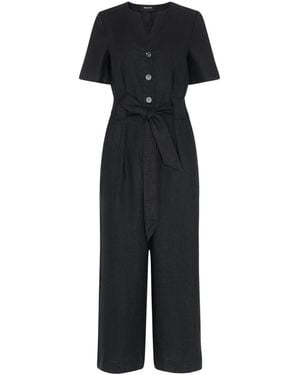 Whistles Fiona Button Jumpsuit - Black