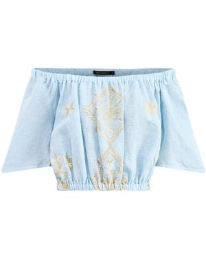 Kori Lefkada Cropped Blouse - Blue