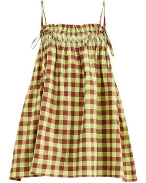 Damson Madder Lilo Gingham Mini Dress - Yellow