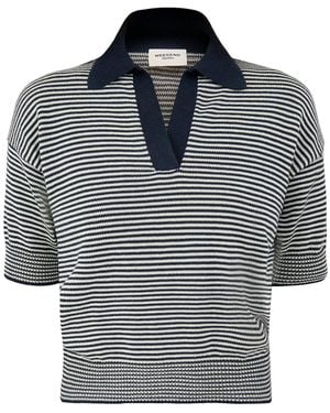 Weekend by Maxmara Albero Pinstripe Polo Shirt - Blue