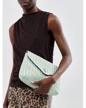 Anna Cecere Raffia Clutch Bag - White