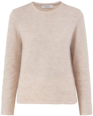 SELECTED Lulu Crew Neck Jumper Cream - Natural