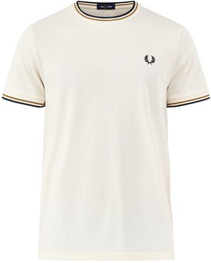 Fred Perry Twin Tipped T-Shirt Cream - White