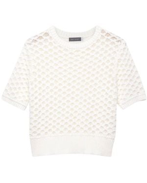 Mint Velvet Women's Cream Cotton Blend Knit Top - White