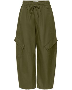 ONLY Ayana Mid Rise Barrel Cargo Trousers - Green