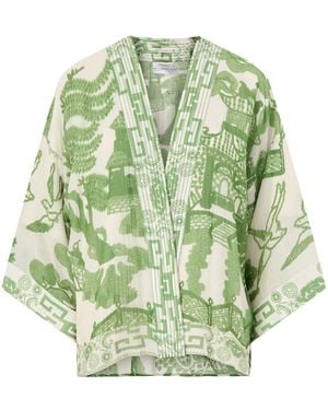 One Hundred Stars Giant Willow Print Kimono - Green