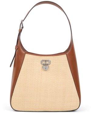 Ralph Lauren Raffia Large Tanner Shoulder Bag - Natural