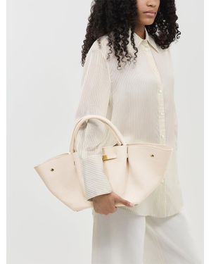 Marlon Feny Button Top Handle Bag - Natural