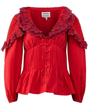 Damson Madder Caroline Long Sleeve Blouse - Red