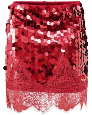 Never Fully Dressed Sequin Mini Maeva Skirt - Red