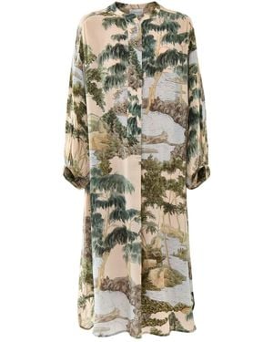 One Hundred Stars Rivers And Trees Crepe Darcy Dress - White