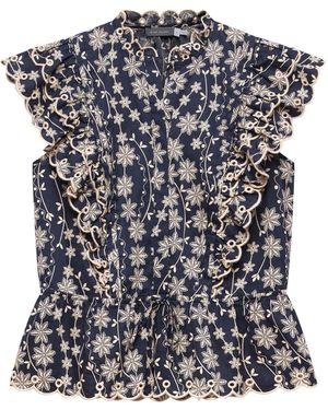 Mint Velvet Women's Navy Floral Print Blouse - Blue