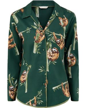 Cyberjammies Sloth Print Pyjama Top - Green