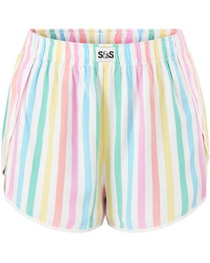 Stripe & Stare Ecovero Pyjama Shorts Stripe Print - White
