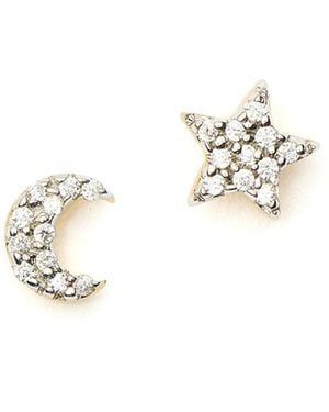 Missoma Pave Star Moon Stud Earrings - White