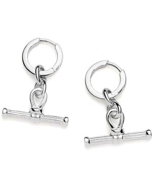 Missoma Ridge T Bar Drop Hoop Earrings - White