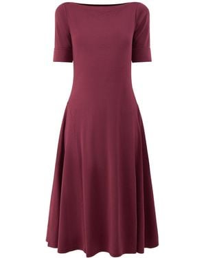 Ralph Lauren Munzie Blend Elbow-Sleeve Midi Dress - Purple